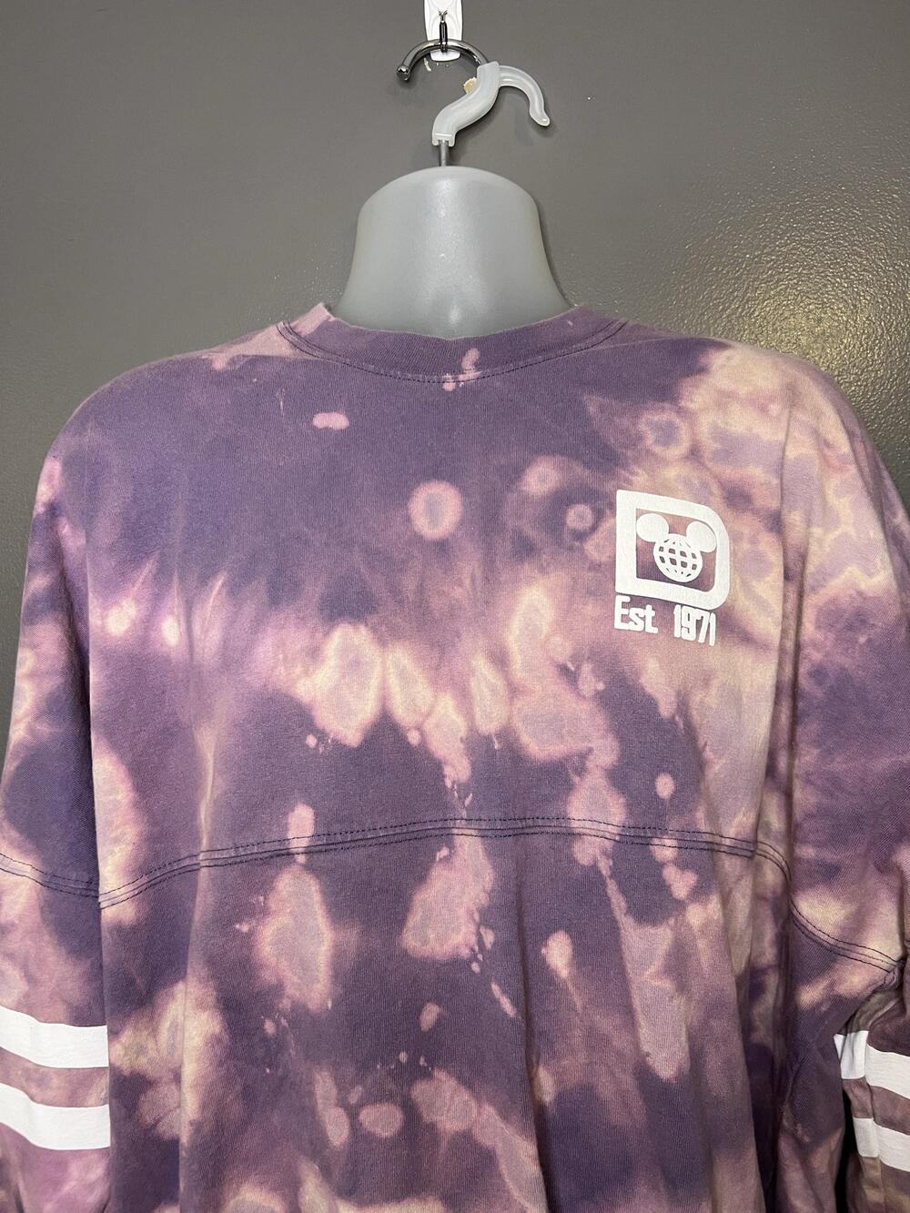 Disney Parks Shirt Custom Tie Dye Womens XXL Purple Mickey Spirit Jersey